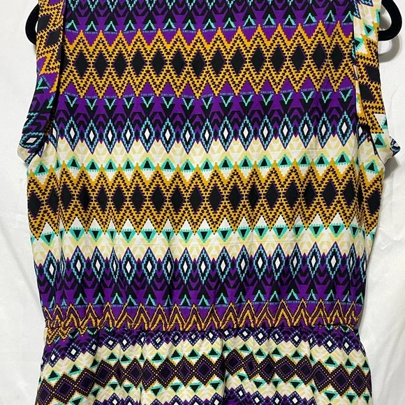 Speed Control Purple and Yellow Geometric Dress - Picture 8 of 9